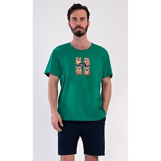 Pánské pyžamo šortky Méďa Happy - zelená