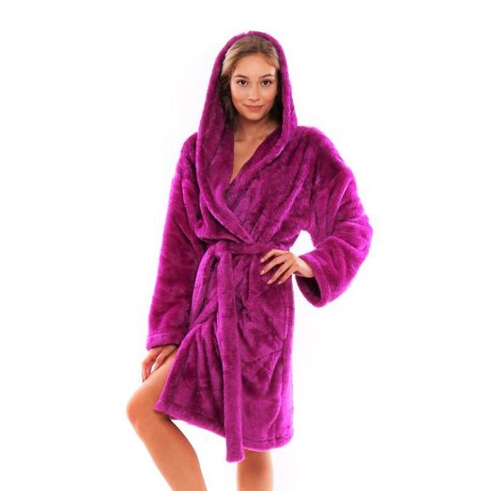 Dámský 3/4 hřejivý župan s kapucí LILLY EXTRA fuschiová