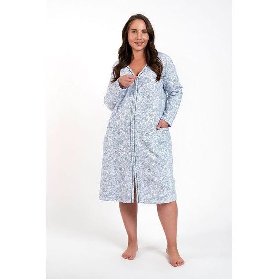 Bavlněný župan Graciela modrý s květy