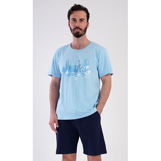 Pánské pyžamo šortky Bruno - světle modrá