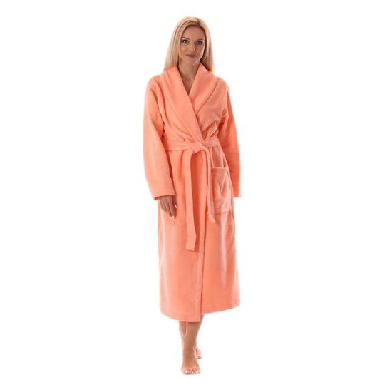 Dámský dlouhý savý župan se šálovým límcem TAMPA lososová