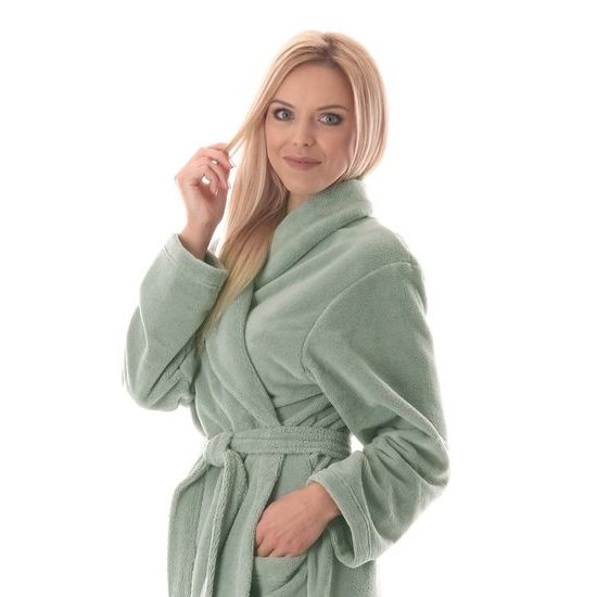Dámský dlouhý savý župan se šálovým límcem TAMPA olivová
