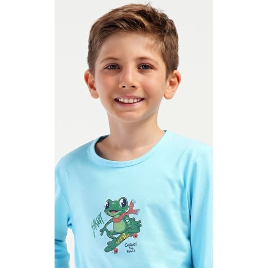 Dětské pyžamo dlouhé Žabák - světle modrá