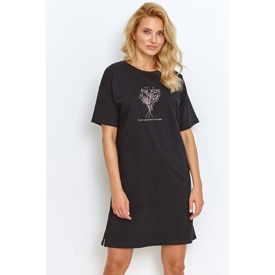 Dámská noční košilka June černá s kyticí