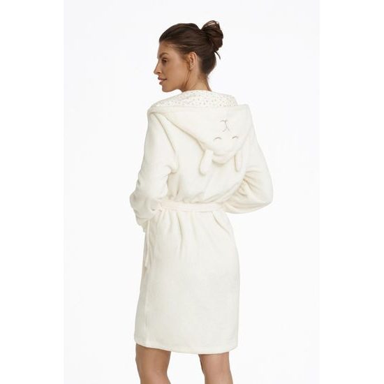 Hebký dámský župan Missy s ušima bílý