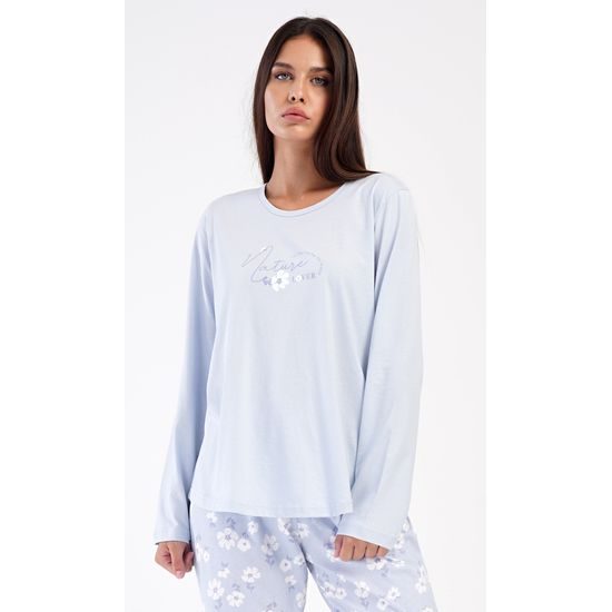 Dámské pyžamo dlouhé Nature lover - světle modrá