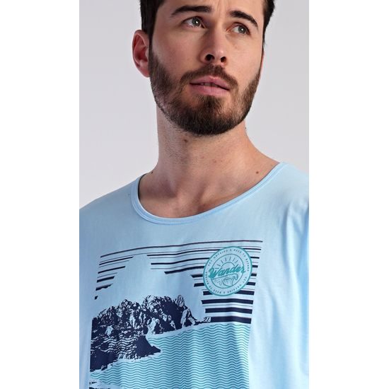 Pánská noční košile s krátkým rukávem Wander - světle modrá