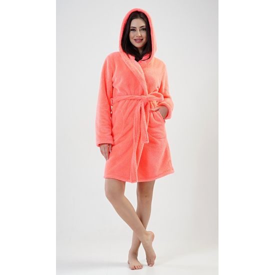 Dámský župan krátký s kapucí Grepfruit - růžová