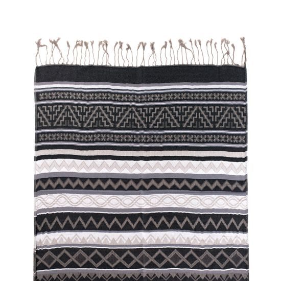 Dámský černý vzorovaný šál s třásněmi