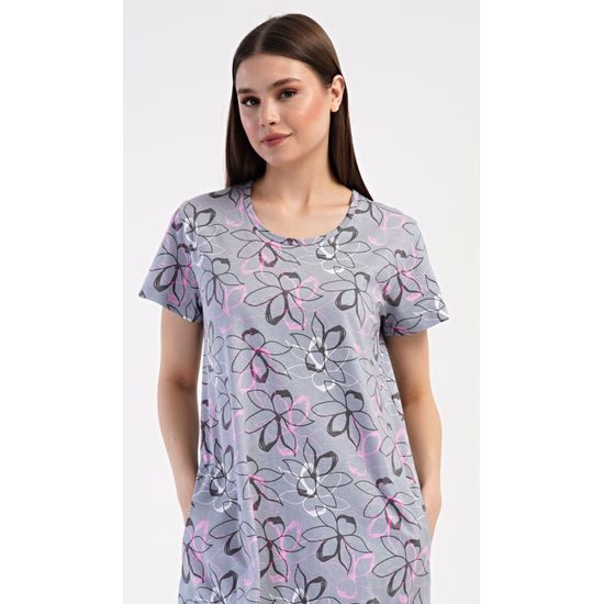 Dámske domáce šaty s krátkym rukávom Mia - šedá