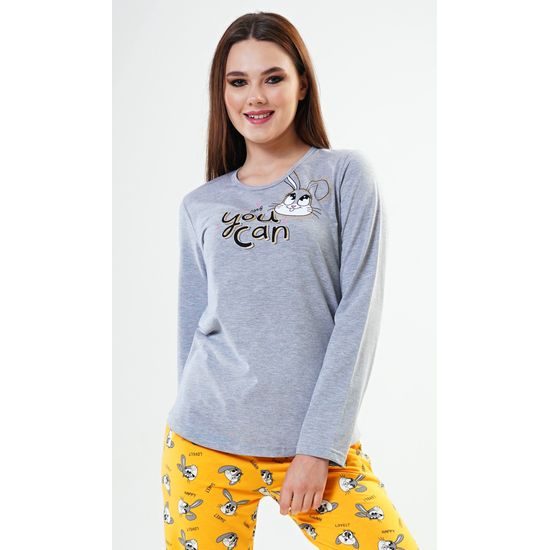 Dámské pyžamo dlouhé Zajíc - šedá
