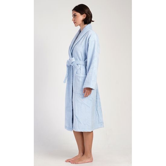 Dámský župan dlouhý se šálovým límcem Karolína - světle modrá