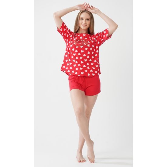 Dámské pyžamo šortky Mon amour - červená