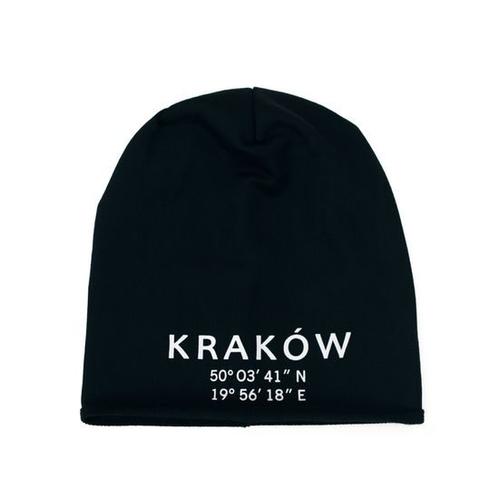 Přechodná tenká čepice s nápisem - černá