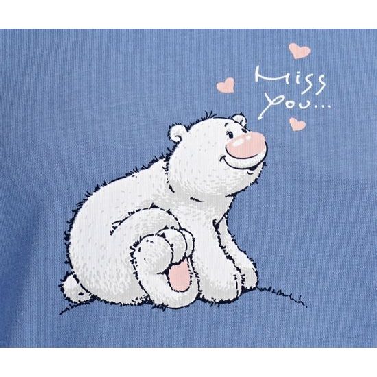 Dětské pyžamo dlouhé Méďa a tučňák - modrošedá