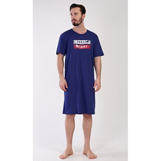 Pánská noční košile s krátkým rukávem Fresh start - tmavě modrá