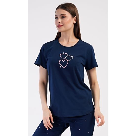 Dámské pyžamo kapri Srdce - tmavě modrá