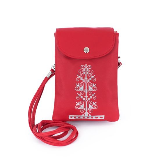 Šedá taška přes rameno s červeným detailem