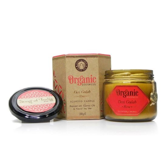 Organická svíčka 200g v jantarovém skle, Desi Gulab - Rose