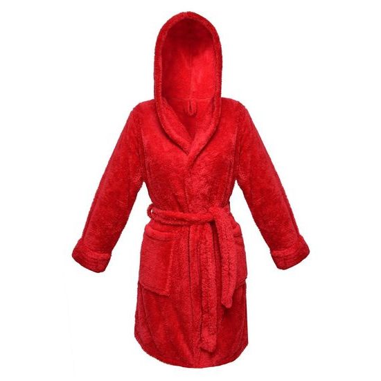 Krátký dámský župan s kapucí DKAREN Diana červený