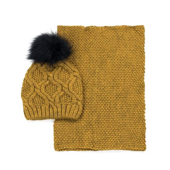 Sada čepice+šála béžovošedá