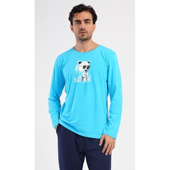 Pánské pyžamo dlouhé Ice party - tyrkysová