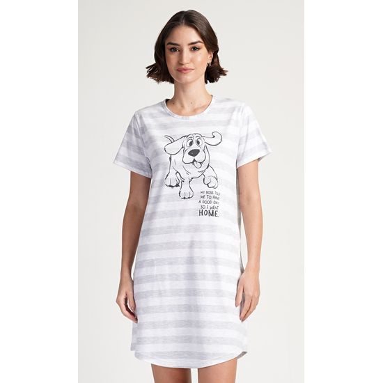Dámské domácí šaty s krátkým rukávem Sarah - světle šedá