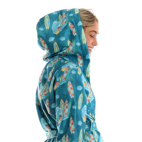 Dámský krátký župan s kapucí Oahu se vzorem Havaj