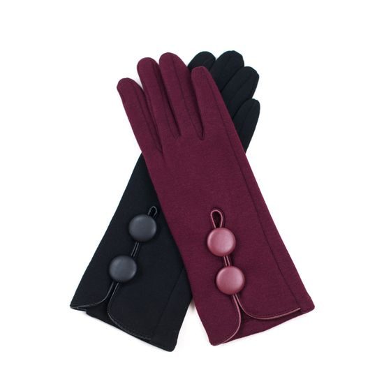 Bordó rukavice s knoflíky