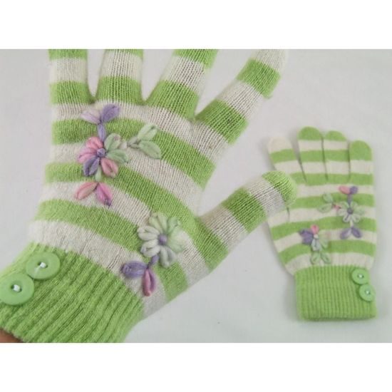 Prstové rukavice s pruhy zelené