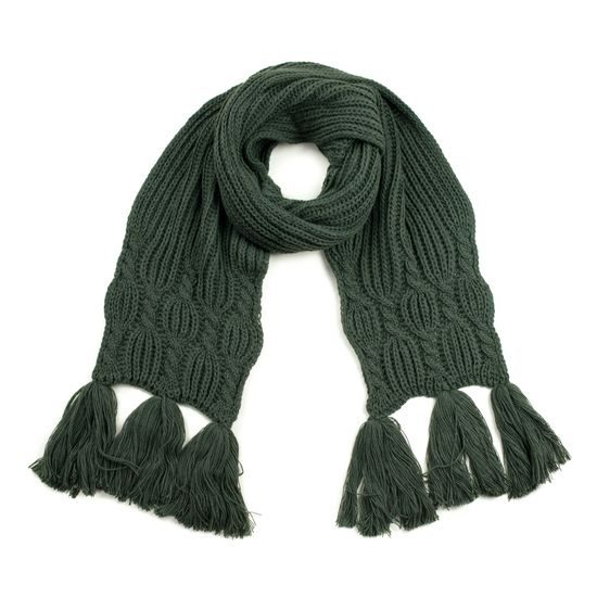 Pletená zimní šála s třásněmi - žlutá