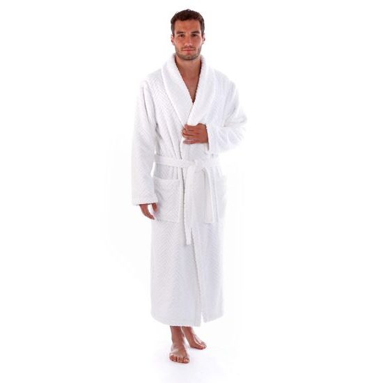 Unisex dlouhý župan se šálovým límcem ATHENA bílá