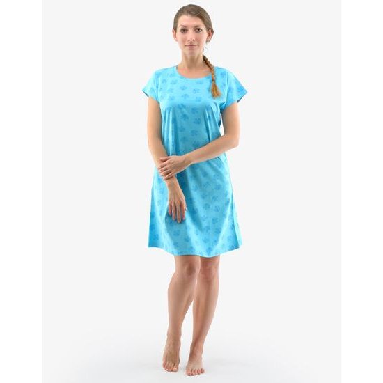 Košilka noční dámská krátký rukáv 19132P - sv. tyrkysová azurová