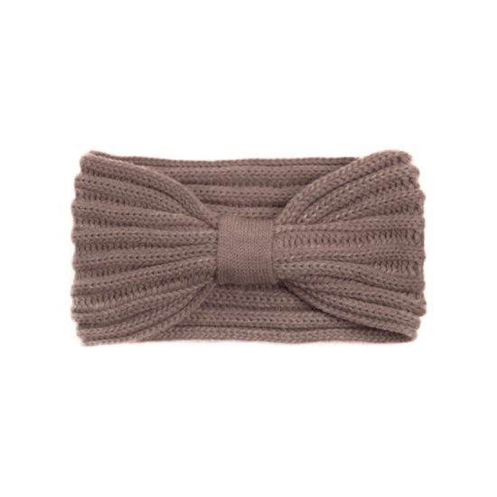 Podzimní pletená čelenka tmavobéžová