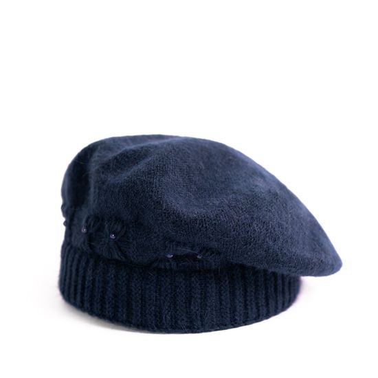 Teplý angorský baret - tmavomodrý