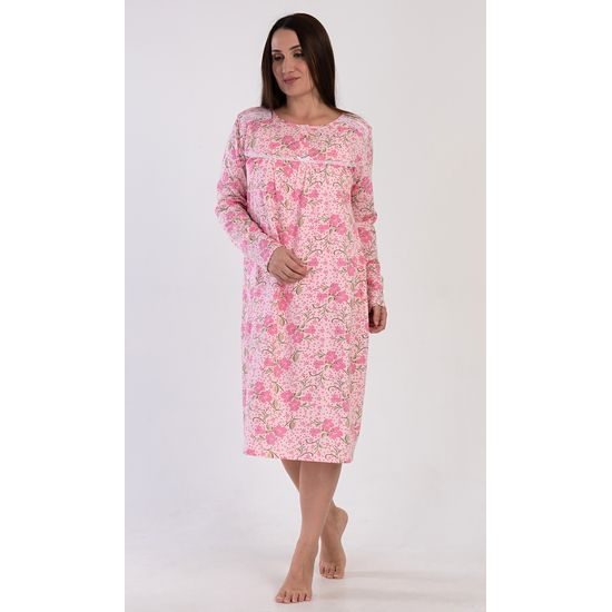 Dámská noční košile s dlouhým rukávem Estela - lososová