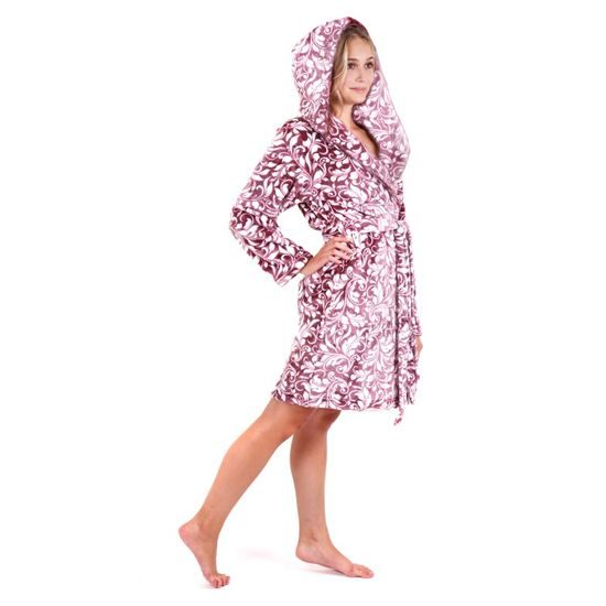 Dámský župan Flora s kapucí mauve wine