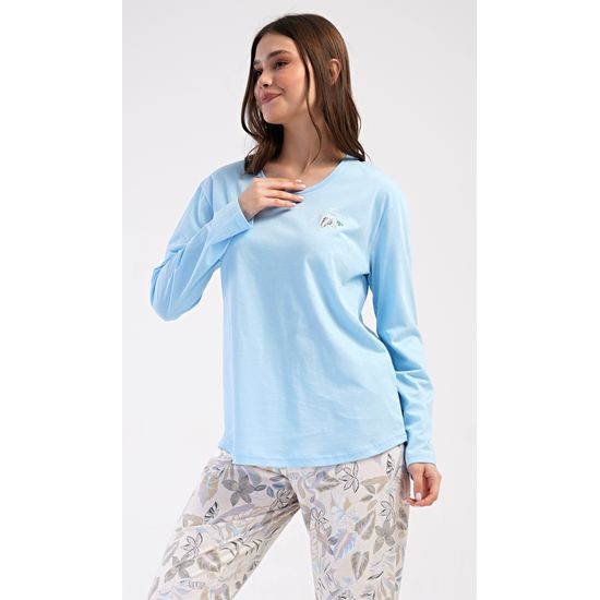 Dámské pyžamo dlouhé Alex - světle modrá