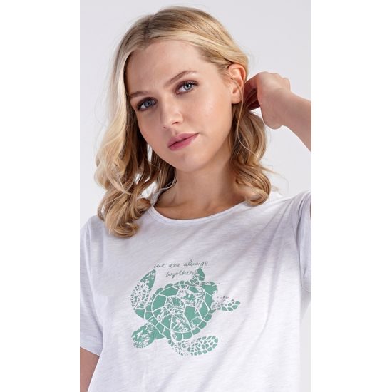 Dámská noční košile s krátkým rukávem Želva - světle šedá