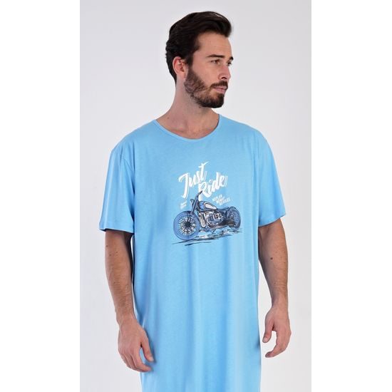 Pánská noční košile s krátkým rukávem Samuel - světle modrá