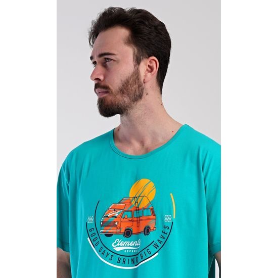 Pánská noční košile s krátkým rukávem Adventure - zelená