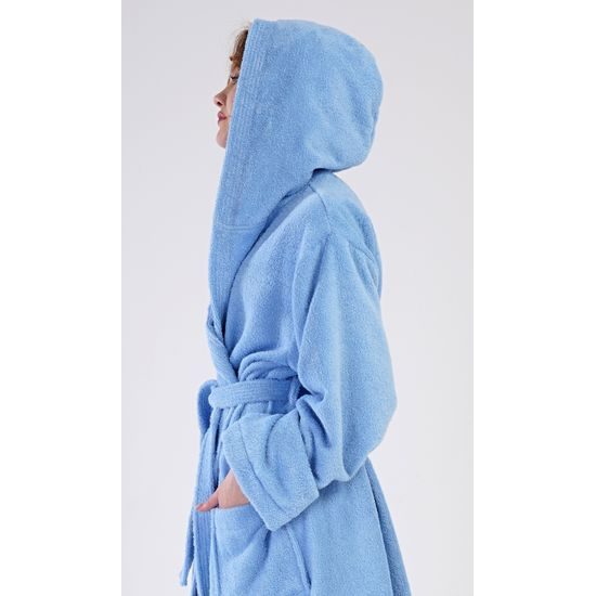 Dámský župan dlouhý s kapucí Modrásek - modrá