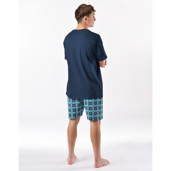 Pánské pyžamo krátké, šité, s potiskem 79198 - lékořice měsíc