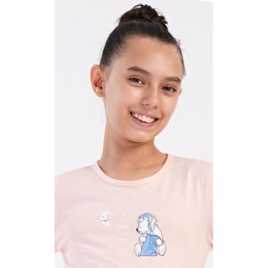 Dětské pyžamo dlouhé Méďa s polštářem - světle lososová