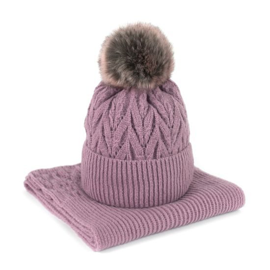 Sada pletené čepice a šály Lomnice hnědá