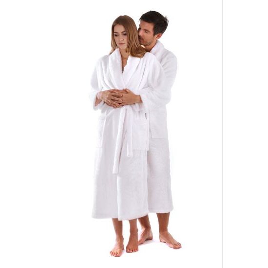 Unisex dlouhý hřejivý župan se šálovým límcem LILLY a JACK EXTRA bílá