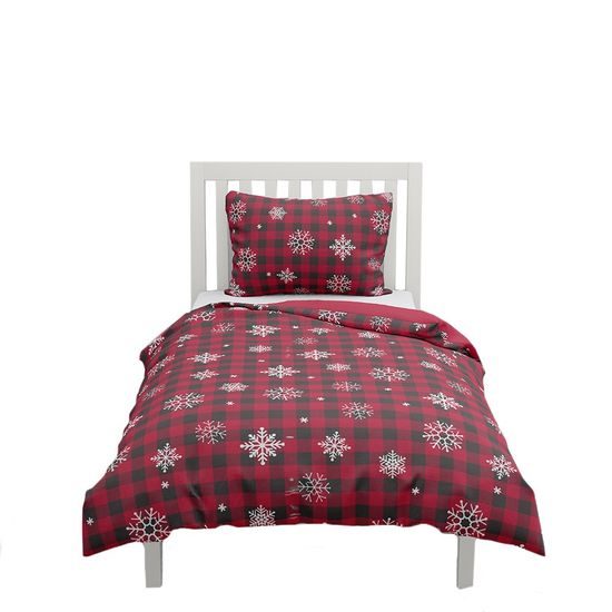 Povlečení 140*200 + 70*90, Káro s vločkami