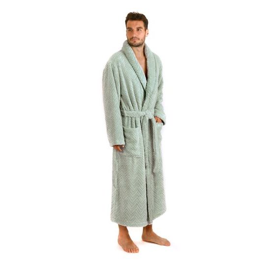 Unisex dlouhý župan se šálovým límcem ATHENA světle zelená