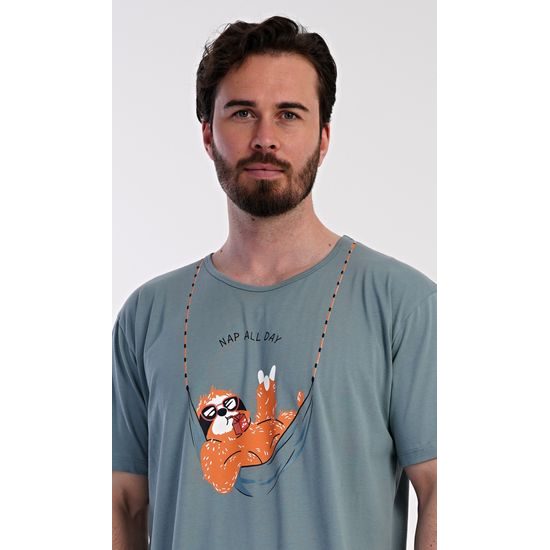 Pánská noční košile s krátkým rukávem Pohodář - mátová