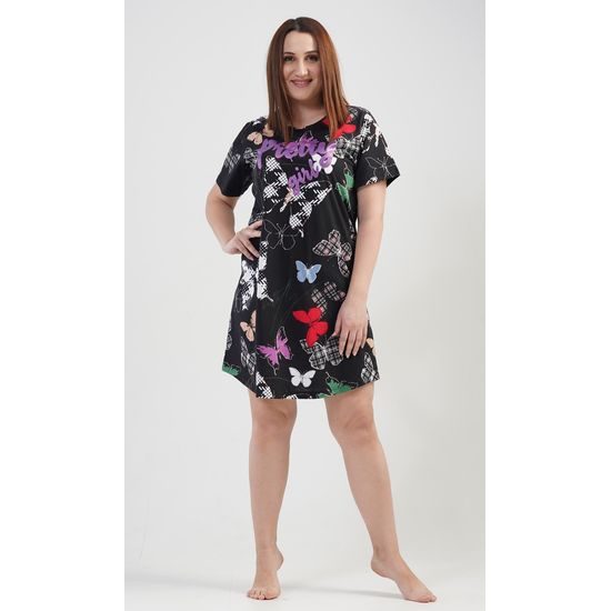 Dámská noční košile s krátkým rukávem Pretty girl - černá